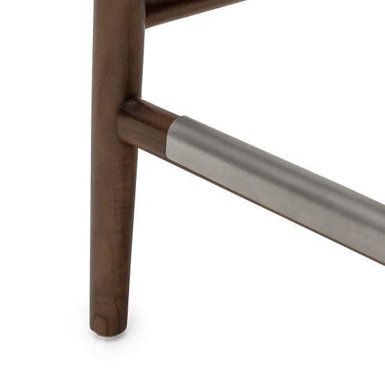 Chaise de bar en bois Ludvika 2.0, arrondie, noyer/crème
