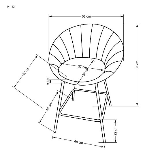 Chaise de bar H112 gris / doré (2p=2pcs)