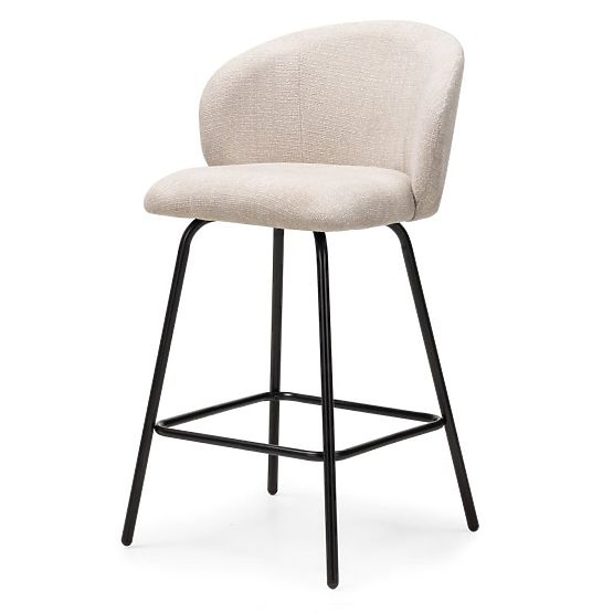 Chaise de bar Larisa, beige clair/pieds noirs