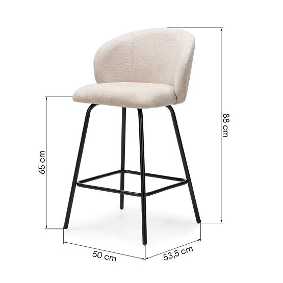 Chaise de bar Larisa, beige clair/pieds noirs