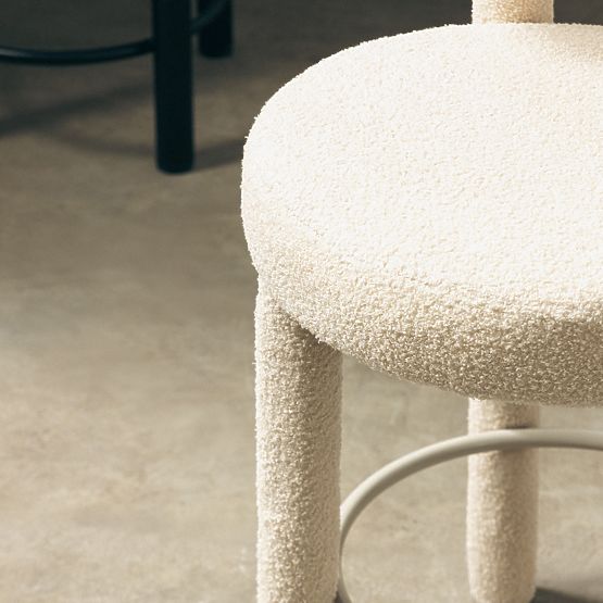 Chaise de bar Pedro 2.0, beige, bouclé