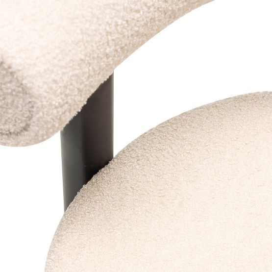 Chaise de bar Pedro, beige/pieds noirs, bouclé