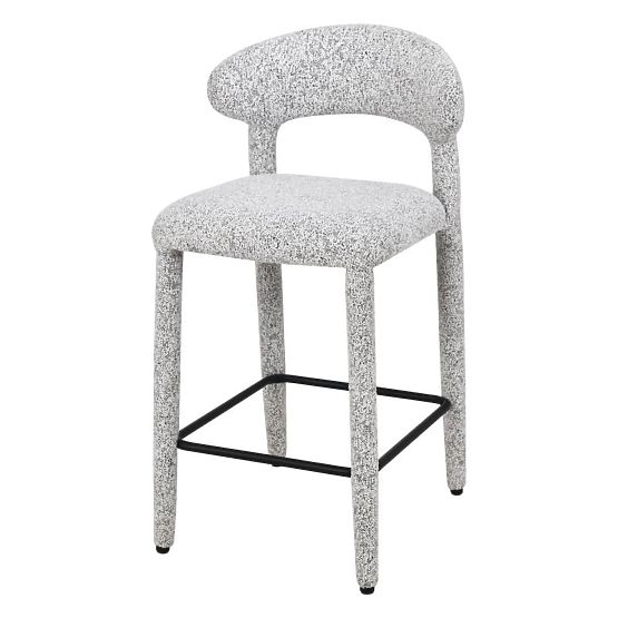 Chaise de bar rembourrée Hiroki, mélange beige-gris