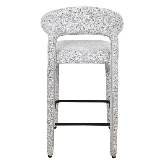 Chaise de bar rembourrée Hiroki, mélange beige-gris
