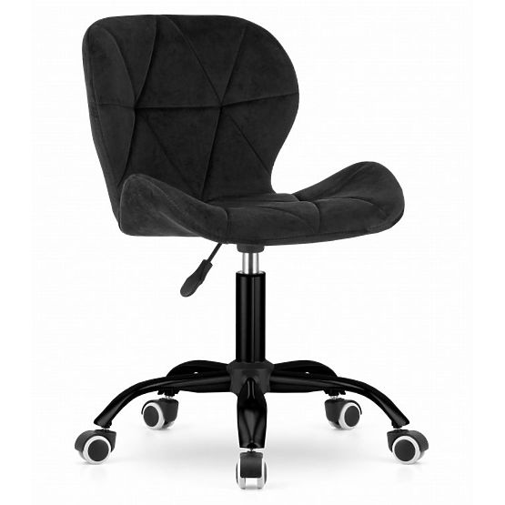 Chaise de bureau pivotante avec dossier large en velours noir