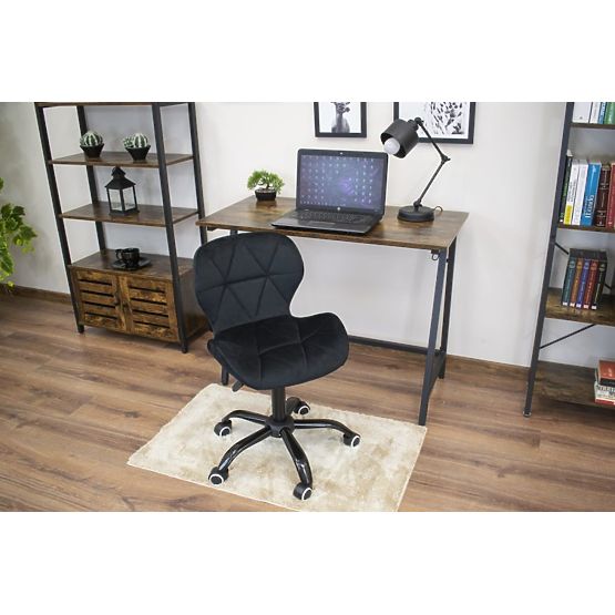 Chaise de bureau pivotante avec dossier large en velours noir
