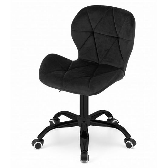 Chaise de bureau pivotante avec dossier large en velours noir