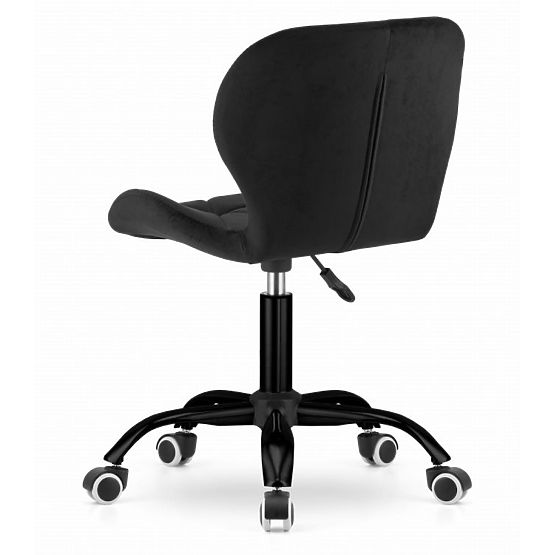 Chaise de bureau pivotante avec dossier large en velours noir