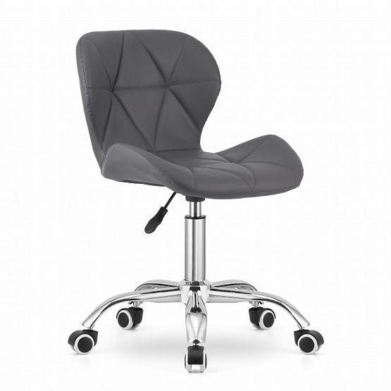 Chaise de bureau pivotante avec large dossier en éco-cuir chromé gris