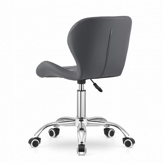 Chaise de bureau pivotante avec large dossier en éco-cuir chromé gris