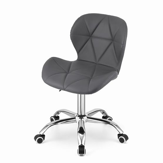 Chaise de bureau pivotante avec large dossier en éco-cuir chromé gris