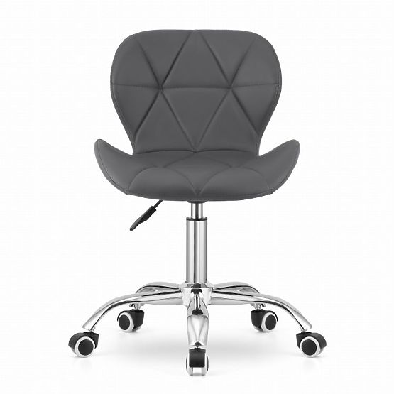 Chaise de bureau pivotante avec large dossier en éco-cuir chromé gris