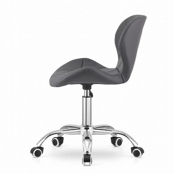 Chaise de bureau pivotante avec large dossier en éco-cuir chromé gris
