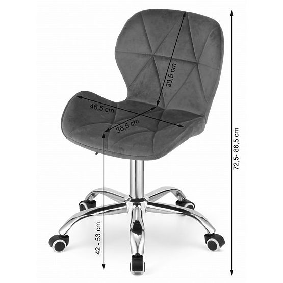 Chaise de bureau pivotante avec large dossier en éco-cuir chromé gris