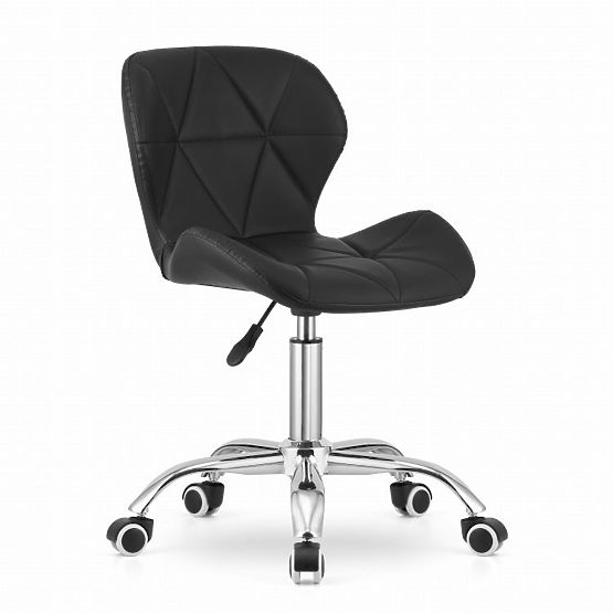 Chaise de bureau pivotante avec large dossier en éco-cuir noir