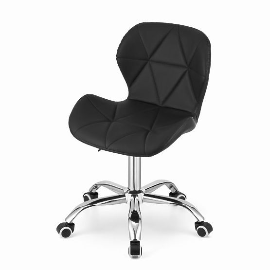 Chaise de bureau pivotante avec large dossier en éco-cuir noir