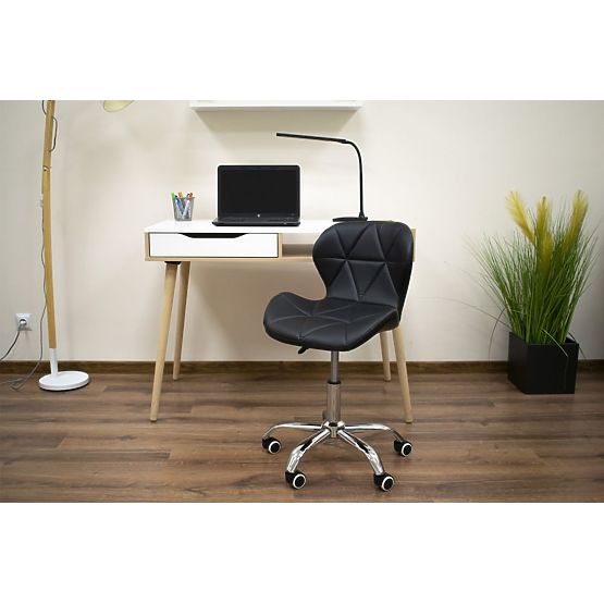 Chaise de bureau pivotante avec large dossier en éco-cuir noir