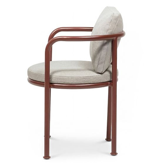 Chaise de jardin Amarello en aluminium, beige clair/marron bordeaux arrondie