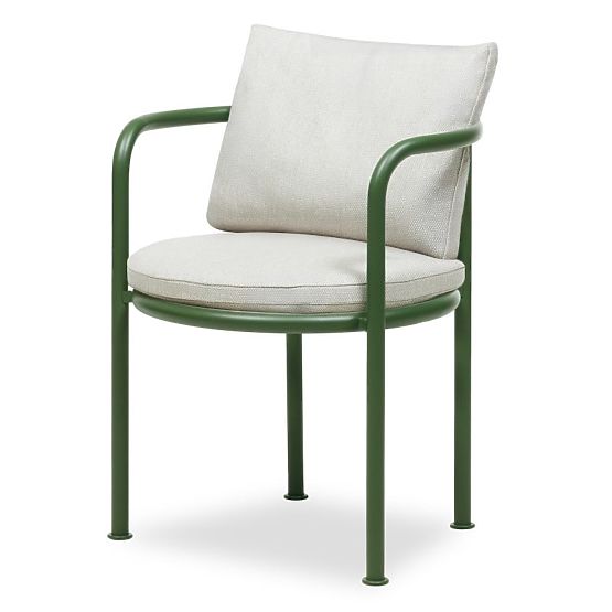 Chaise de jardin Amarello en aluminium, beige clair/vert, arrondie