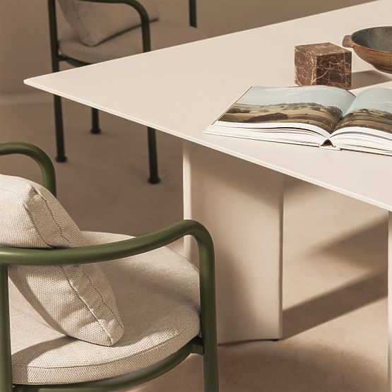 Chaise de jardin Amarello en aluminium, beige clair/vert, arrondie