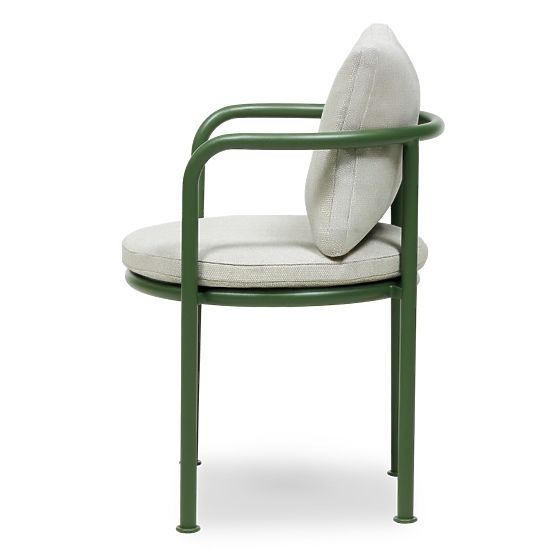 Chaise de jardin Amarello en aluminium, beige clair/vert, arrondie