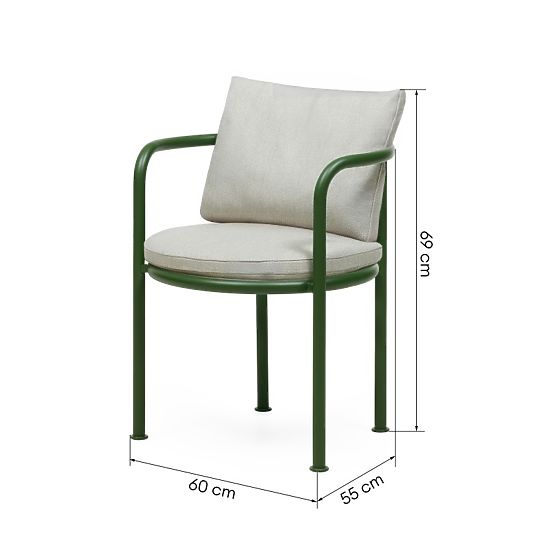 Chaise de jardin Amarello en aluminium, beige clair/vert, arrondie