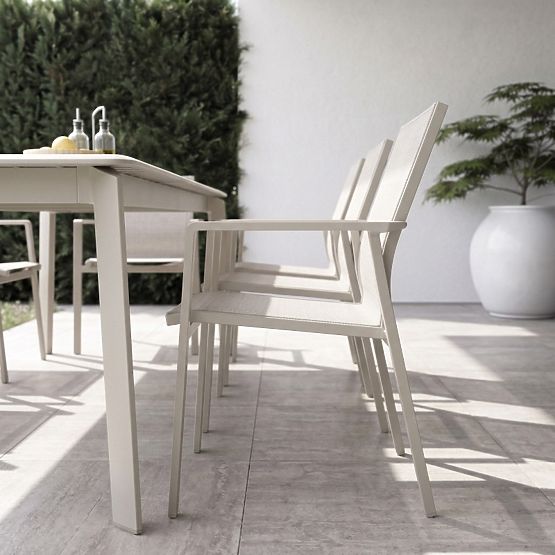 Chaise de jardin Canelli en aluminium, beige clair