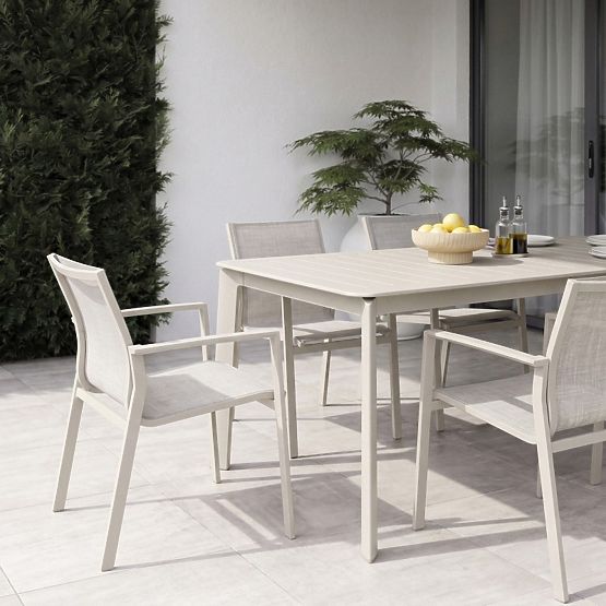 Chaise de jardin Canelli en aluminium, beige clair