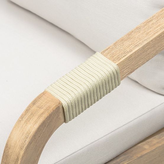 Chaise de jardin Castello avec tressage, bois d'acacia FSC, aspect teck, beige