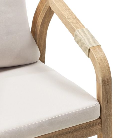 Chaise de jardin Castello avec tressage, bois d'acacia FSC, aspect teck, beige