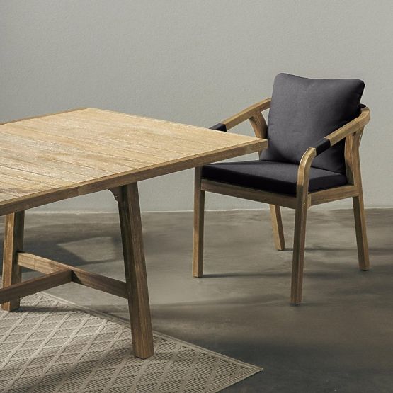 Chaise de jardin Castello avec tressage, bois d'acacia FSC, aspect teck, gris foncé