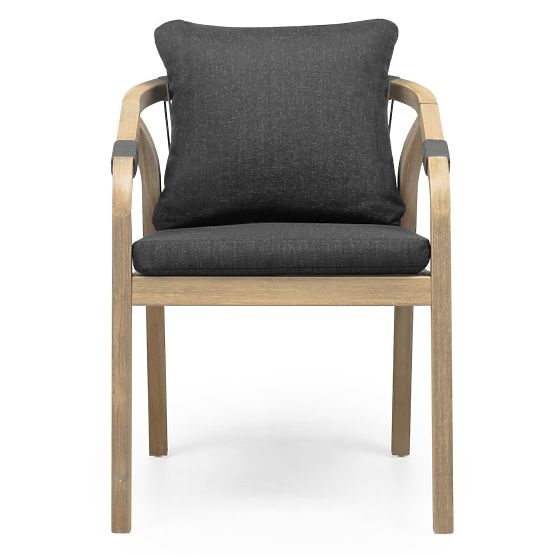 Chaise de jardin Castello avec tressage, bois d'acacia FSC, aspect teck, gris foncé