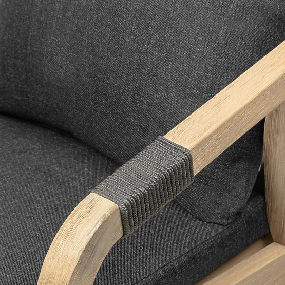 Chaise de jardin Castello avec tressage, bois d'acacia FSC, aspect teck, gris foncé