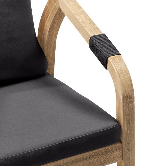 Chaise de jardin Castello avec tressage, bois d'acacia FSC, aspect teck, gris foncé