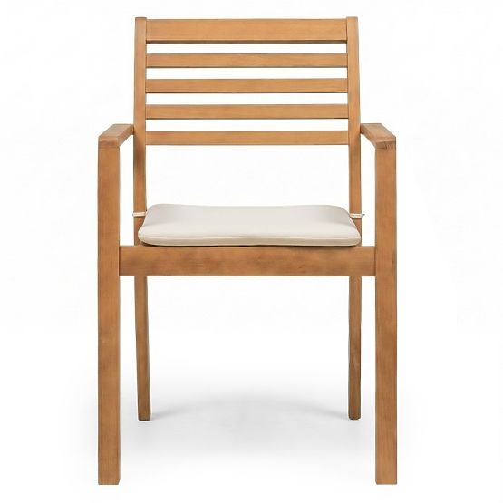 Chaise de jardin Familis ll en bois d'eucalyptus FSC, aspect teck, beige