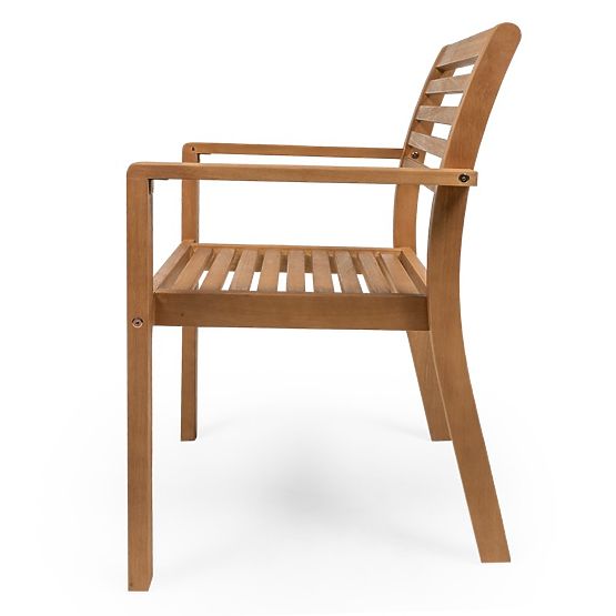 Chaise de jardin Familis ll en bois d'eucalyptus FSC, aspect teck, beige