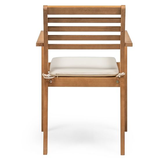 Chaise de jardin Familis ll en bois d'eucalyptus FSC, aspect teck, beige