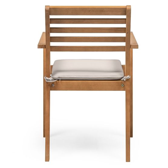 Chaise de jardin Familis ll en bois d'eucalyptus FSC, aspect teck, gris clair