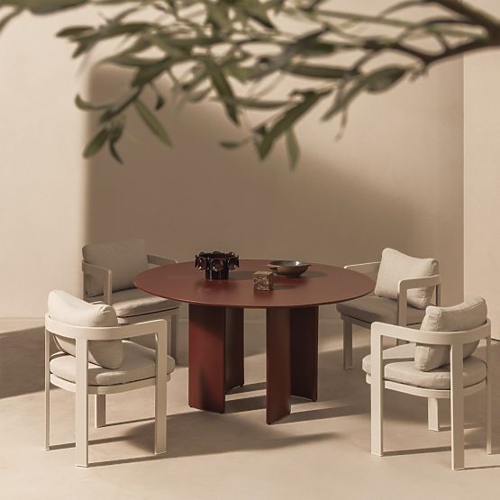 Chaise de jardin Japori en aluminium, beige clair, arrondie