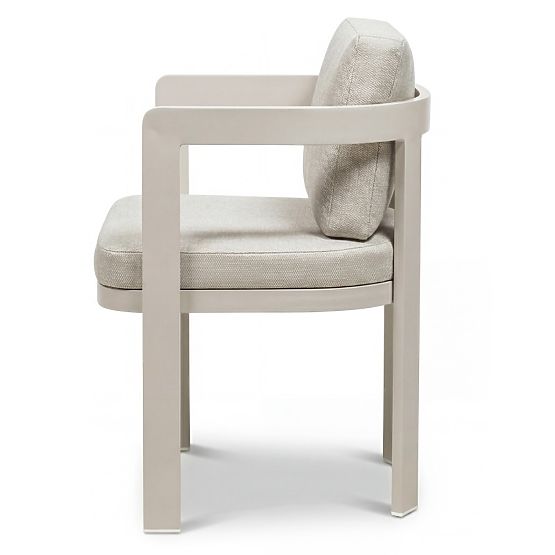 Chaise de jardin Japori en aluminium, beige clair, arrondie