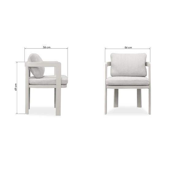 Chaise de jardin Japori en aluminium, beige clair, arrondie