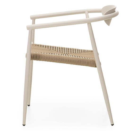 Chaise de jardin Piretto, résine tressée, aluminium, beige clair/marron clair