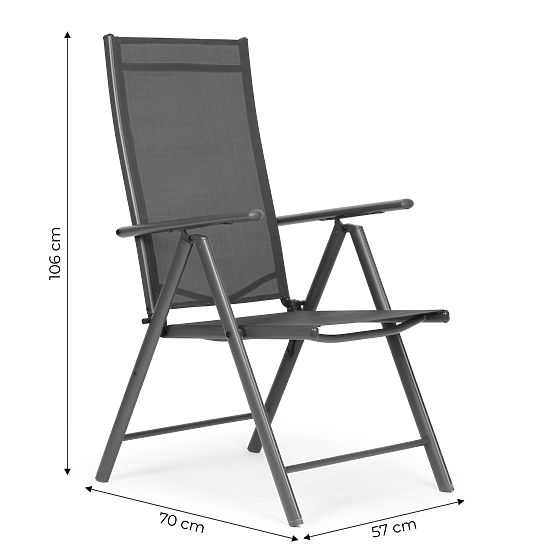 Chaise de jardin pliante en acier avec dossier réglable gris MultiGarden