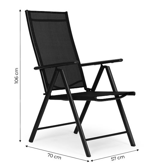 Chaise de jardin pliante en acier avec dossier réglable noire MultiGarden