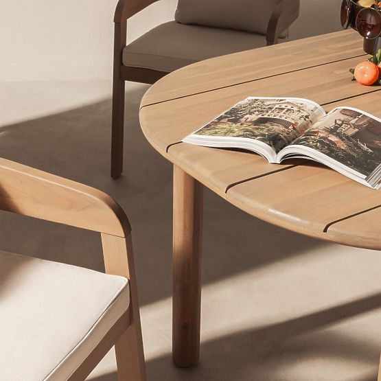 Chaise de jardin Satori en bois d'acacia FSC, aspect teck, beige