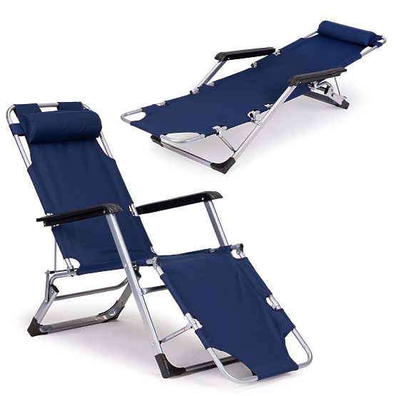 Chaise de plage de jardin pliable 2 en 1 transat