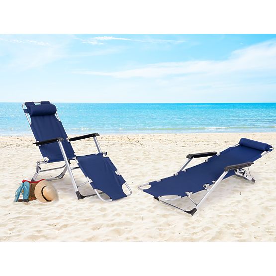 Chaise de plage de jardin pliable 2 en 1 transat