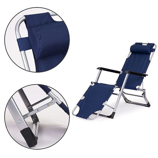 Chaise de plage de jardin pliable 2 en 1 transat