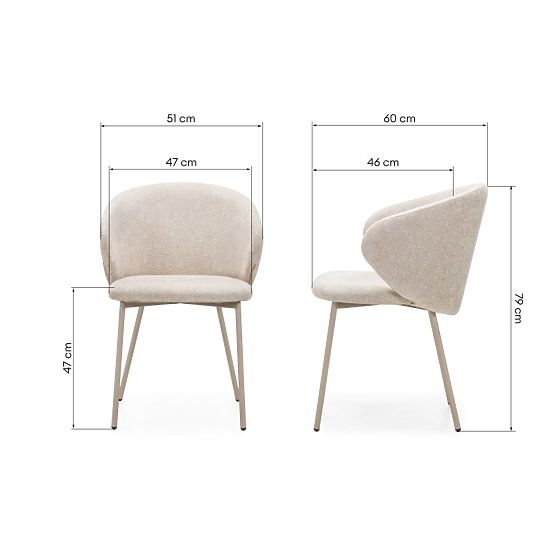 Chaise de salle à manger Adrano, beige clair/pieds beiges
