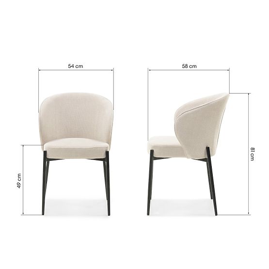 Chaise de salle à manger Avery beige clair/pieds noirs